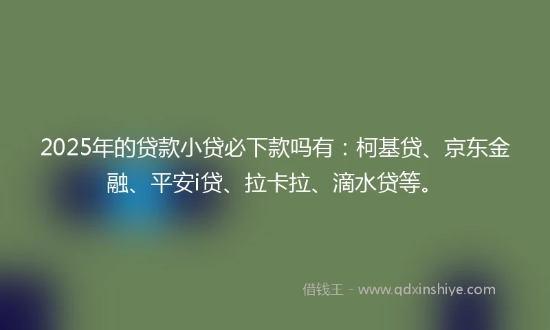 2025年的贷款小贷必下款吗有：柯基贷、京东金融、平安i贷、拉卡拉、滴水贷等。