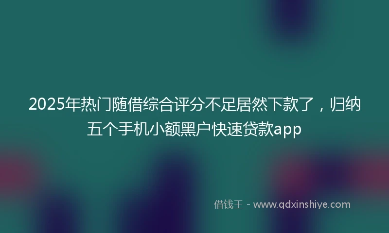 2025年热门随借综合评分不足居然下款了，归纳五个手机小额黑户快速贷款app