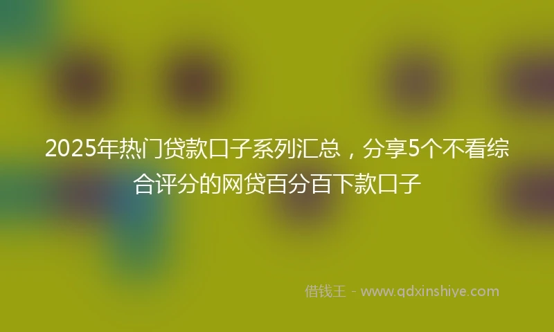 2025年热门贷款口子系列汇总，分享5个不看综合评分的网贷百分百下款口子