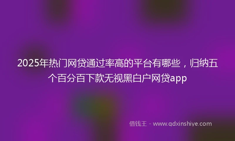 2025年热门网贷通过率高的平台有哪些，归纳五个百分百下款无视黑白户网贷app
