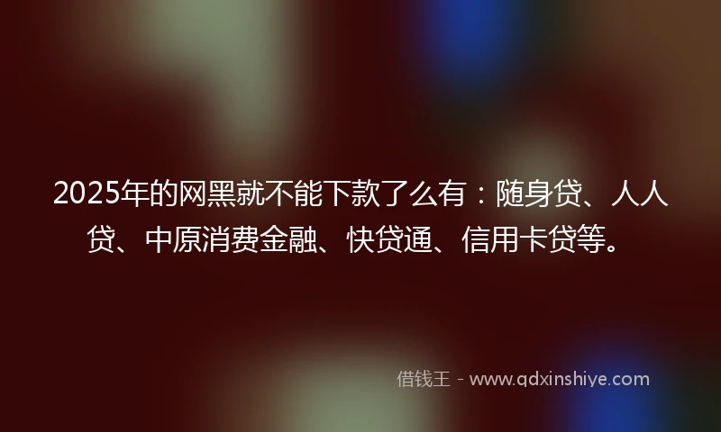 2025年的网黑就不能下款了么有：随身贷、人人贷、中原消费金融、快贷通、信用卡贷等。