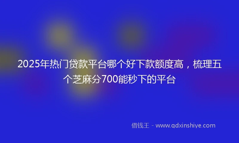 2025年热门贷款平台哪个好下款额度高，梳理五个芝麻分700能秒下的平台