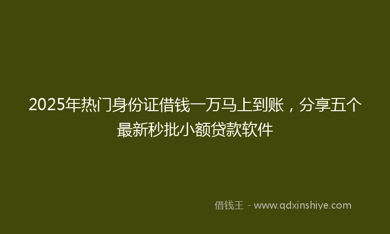 2025年热门身份证借钱一万马上到账，分享五个最新秒批小额贷款软件