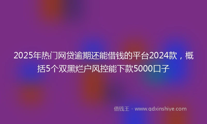 2025年热门网贷逾期还能借钱的平台2024款，概括5个双黑烂户风控能下款5000口子