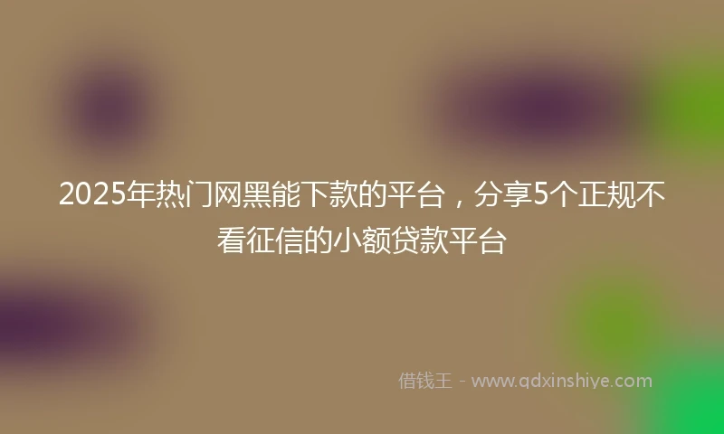2025年热门网黑能下款的平台，分享5个正规不看征信的小额贷款平台
