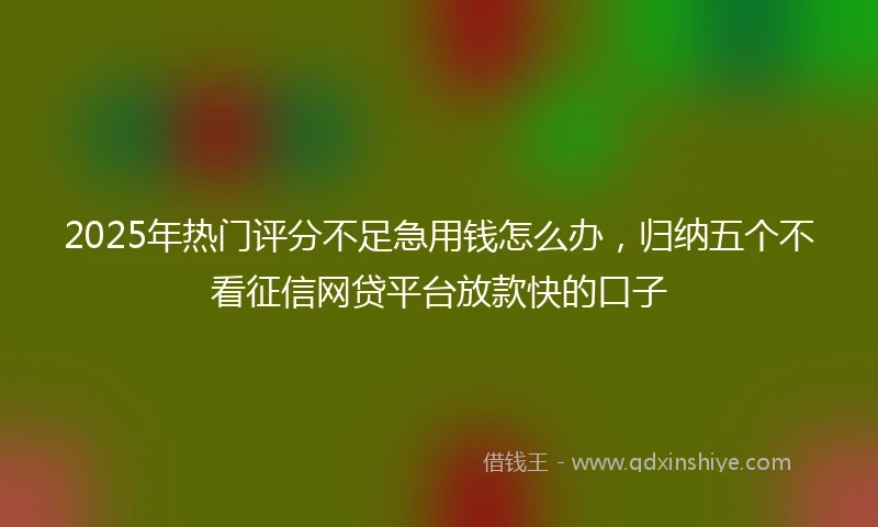 2025年热门评分不足急用钱怎么办，归纳五个不看征信网贷平台放款快的口子