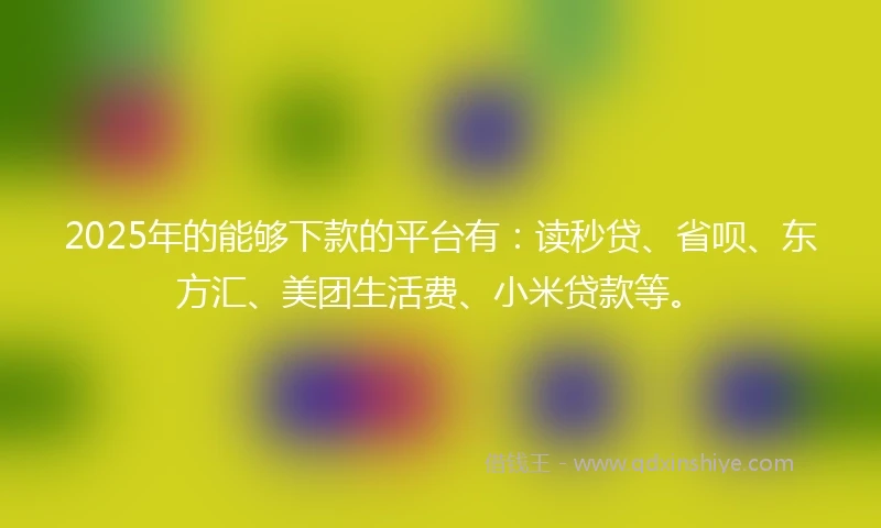 2025年的能够下款的平台有：读秒贷、省呗、东方汇、美团生活费、小米贷款等。