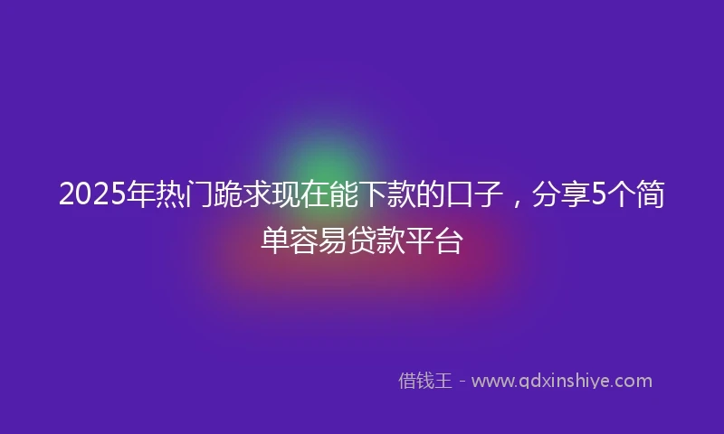 2025年热门跪求现在能下款的口子,分享5个简单容易贷款平台
