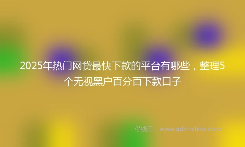 2025年热门网贷最快下款的平台有哪些，整理5个无视黑户百分百下款口子
