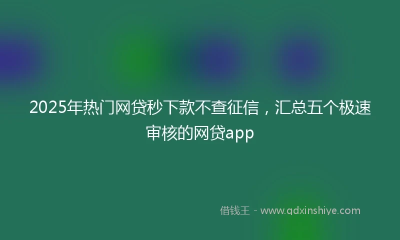 2025年热门网贷秒下款不查征信，汇总五个极速审核的网贷app