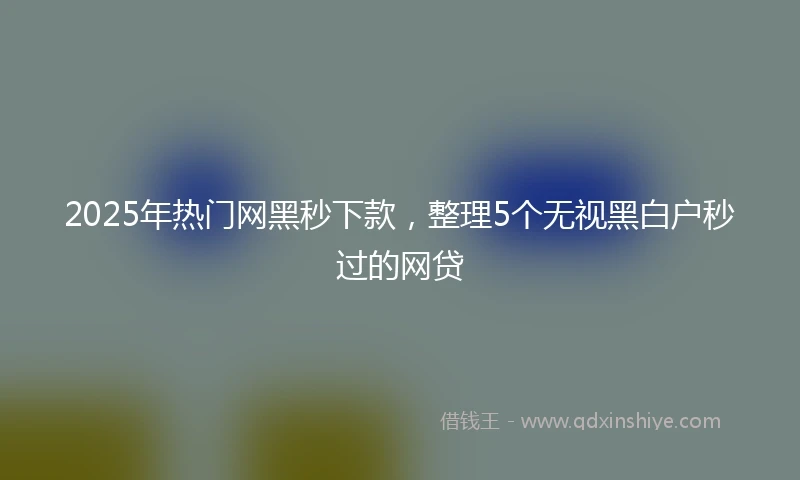 2025年热门网黑秒下款，整理5个无视黑白户秒过的网贷