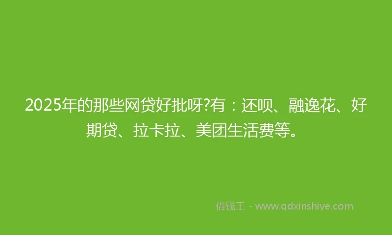 2025年的那些网贷好批呀?有：还呗、融逸花、好期贷、拉卡拉、美团生活费等。