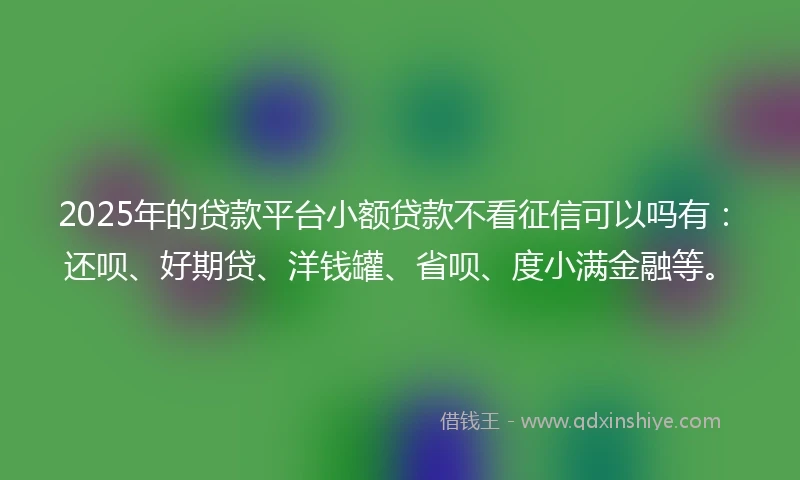 2025年的贷款平台小额贷款不看征信可以吗有：还呗、好期贷、洋钱罐、省呗、度小满金融等。