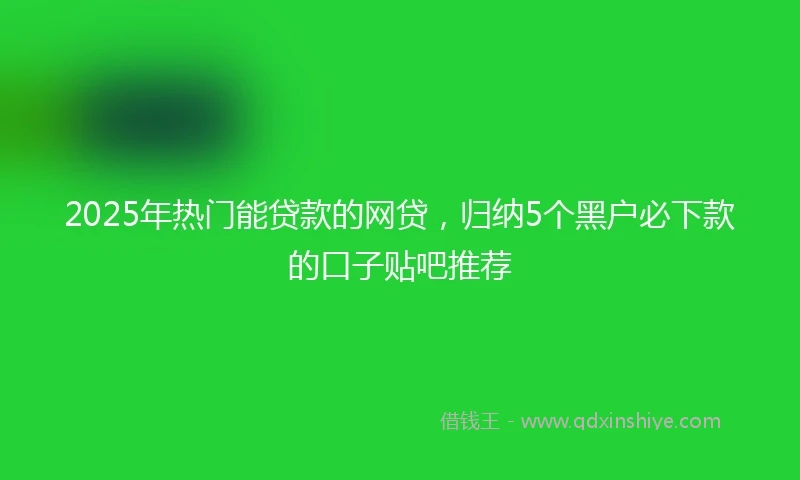 2025年热门能贷款的网贷，归纳5个黑户必下款的口子贴吧推荐
