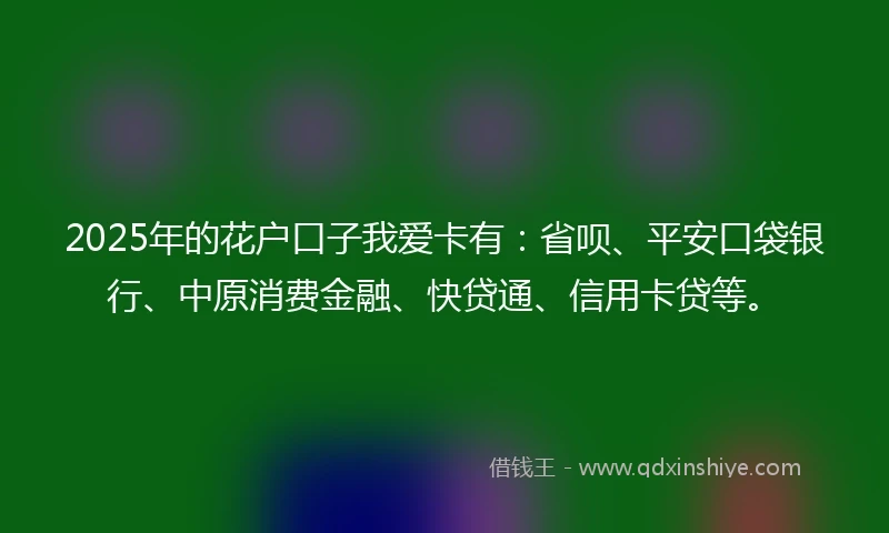 2025年的花户口子我爱卡有：省呗、平安口袋银行、中原消费金融、快贷通、信用卡贷等。