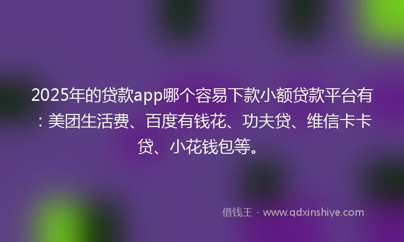 2025年的贷款app哪个容易下款小额贷款平台有：美团生活费、百度有钱花、功夫贷、维信卡卡贷、小花钱包等。