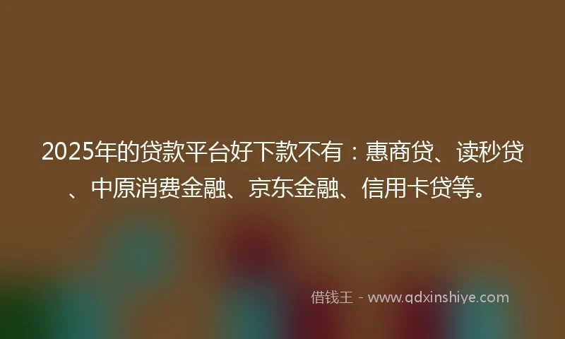 2025年的贷款平台好下款不有：惠商贷、读秒贷、中原消费金融、京东金融、信用卡贷等。