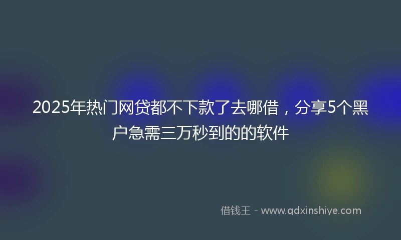 2025年热门网贷都不下款了去哪借，分享5个黑户急需三万秒到的的软件