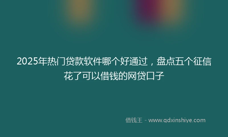 2025年热门贷款软件哪个好通过，盘点五个征信花了可以借钱的网贷口子