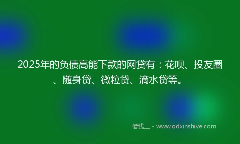 2025年的负债高能下款的网贷有：花呗、投友圈、随身贷、微粒贷、滴水贷等。