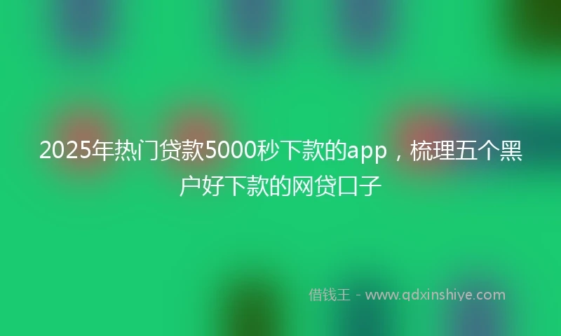 2025年热门贷款5000秒下款的app，梳理五个黑户好下款的网贷口子
