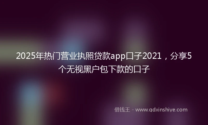 2025年热门营业执照贷款app口子2021，分享5个无视黑户包下款的口子