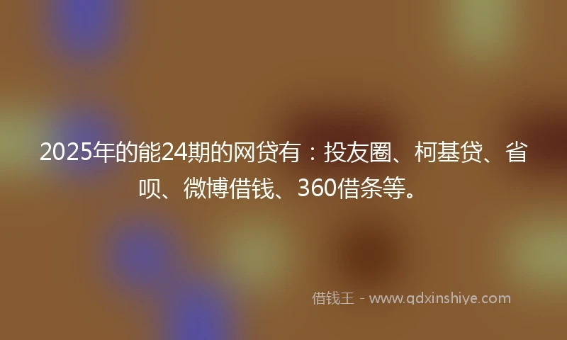 2025年的能24期的网贷有：投友圈、柯基贷、省呗、微博借钱、360借条等。
