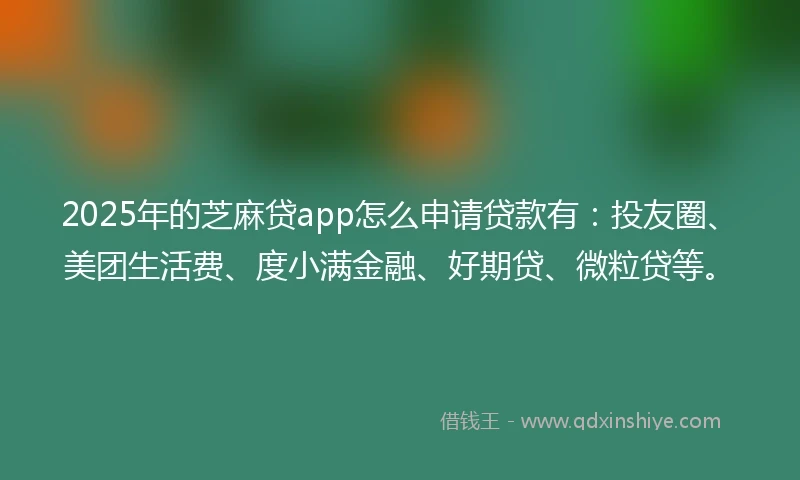 2025年的芝麻贷app怎么申请贷款有：投友圈、美团生活费、度小满金融、好期贷、微粒贷等。