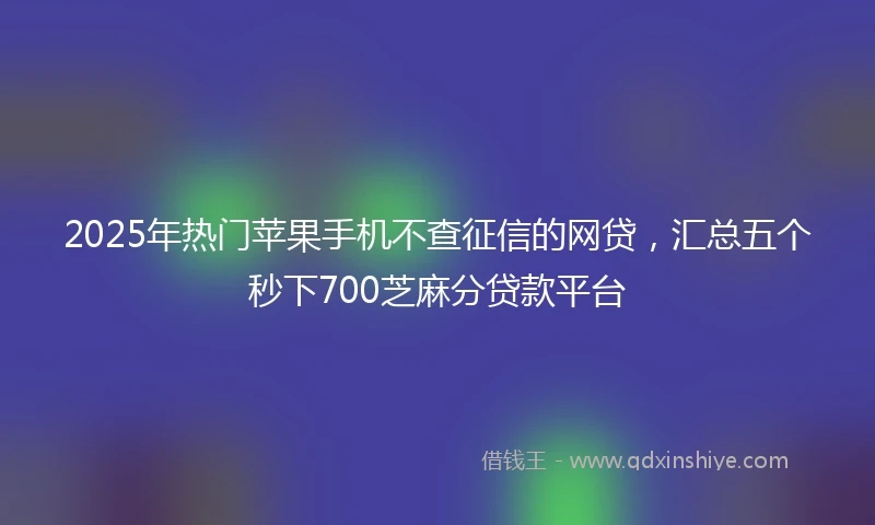 2025年热门苹果手机不查征信的网贷，汇总五个秒下700芝麻分贷款平台