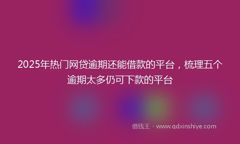 2025年热门网贷逾期还能借款的平台，梳理五个逾期太多仍可下款的平台