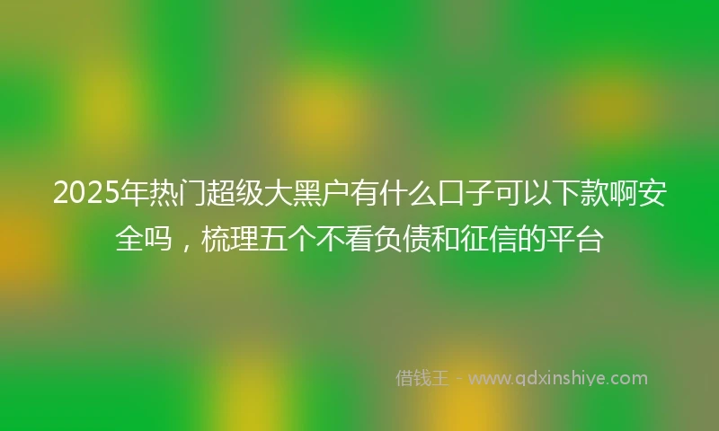 2025年热门超级大黑户有什么口子可以下款啊安全吗，梳理五个不看负债和征信的平台