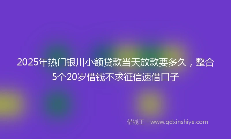 2025年热门银川小额贷款当天放款要多久，整合5个20岁借钱不求征信速借口子