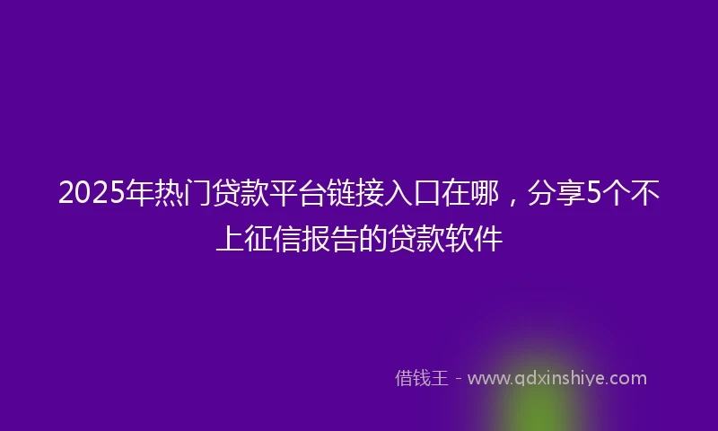 2025年热门贷款平台链接入口在哪，分享5个不上征信报告的贷款软件