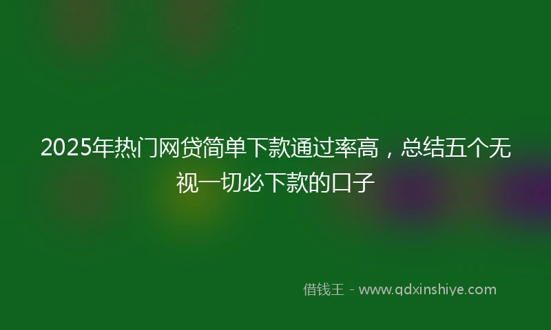 2025年热门网贷简单下款通过率高，总结五个无视一切必下款的口子