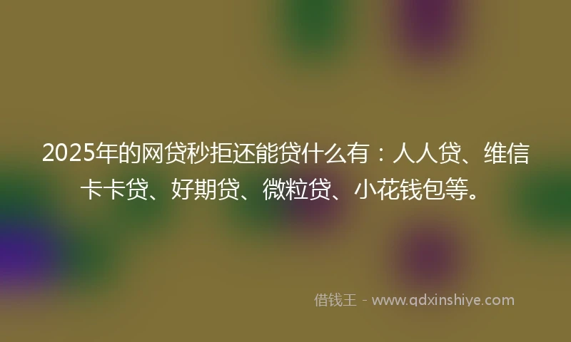 2025年的网贷秒拒还能贷什么有：人人贷、维信卡卡贷、好期贷、微粒贷、小花钱包等。