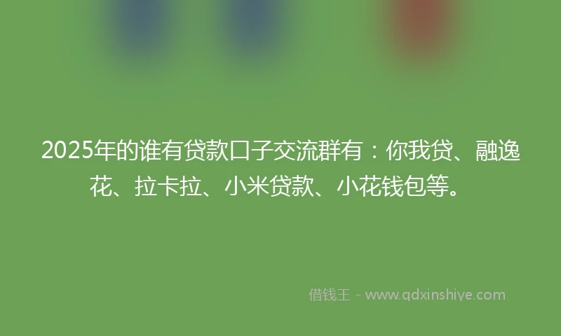 2025年的谁有贷款口子交流群有：你我贷、融逸花、拉卡拉、小米贷款、小花钱包等。