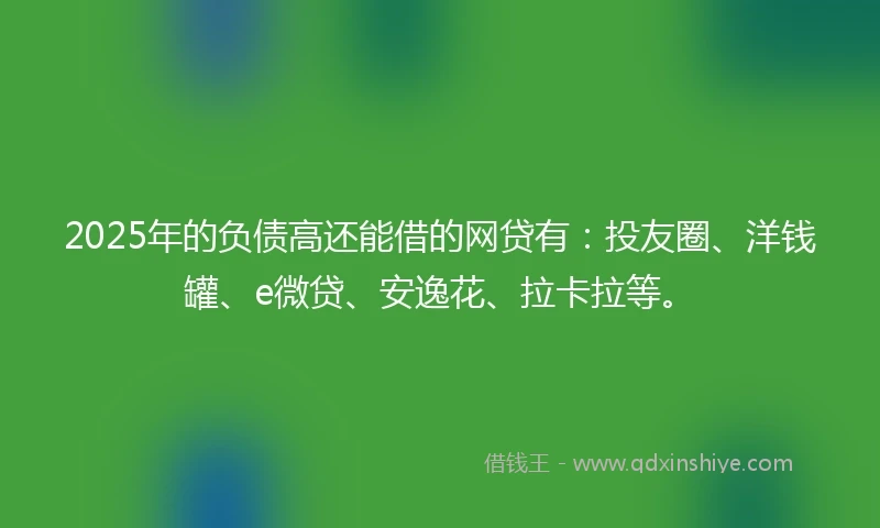 2025年的负债高还能借的网贷有：投友圈、洋钱罐、e微贷、安逸花、拉卡拉等。