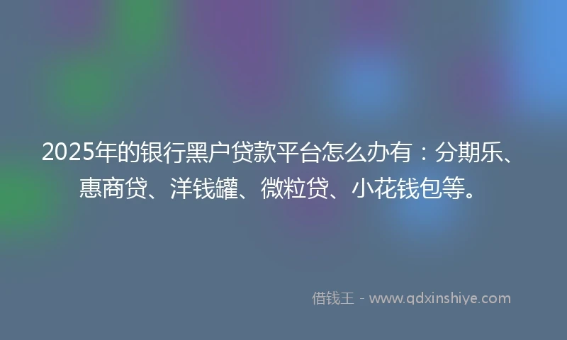 2025年的银行黑户贷款平台怎么办有：分期乐、惠商贷、洋钱罐、微粒贷、小花钱包等。