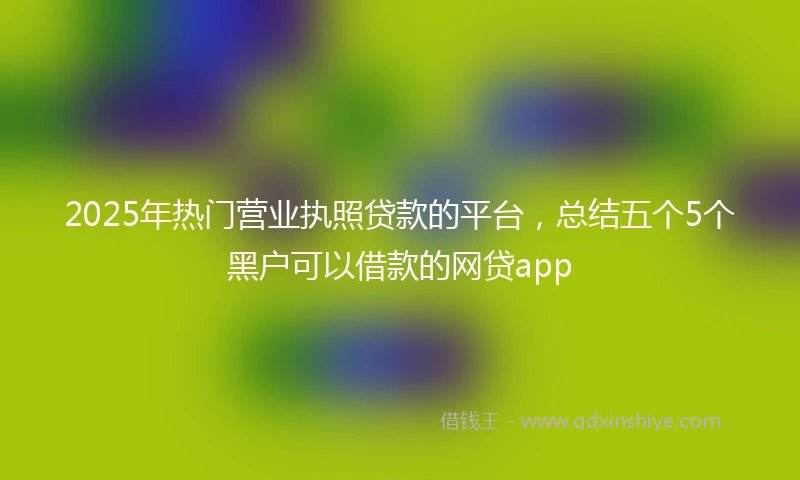 2025年热门营业执照贷款的平台，总结五个5个黑户可以借款的网贷app