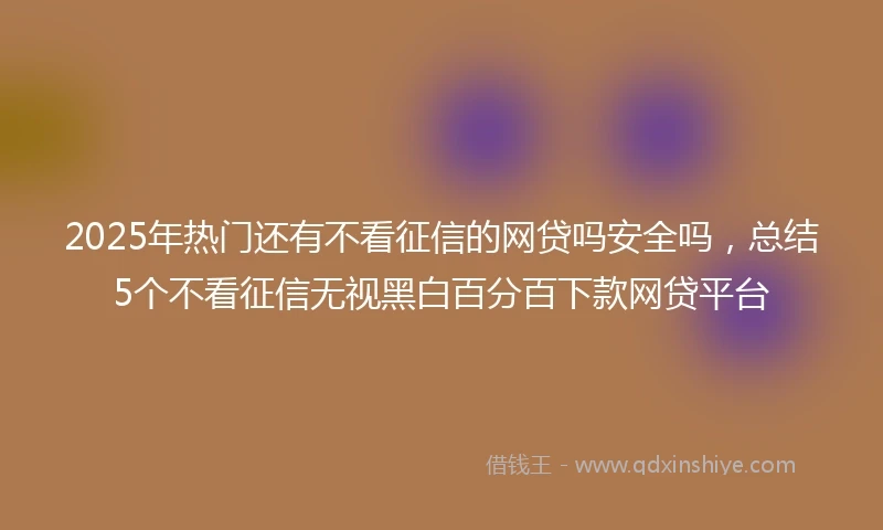 2025年热门还有不看征信的网贷吗安全吗，总结5个不看征信无视黑白百分百下款网贷平台