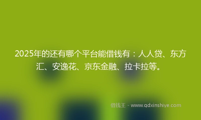 2025年的还有哪个平台能借钱有：人人贷、东方汇、安逸花、京东金融、拉卡拉等。