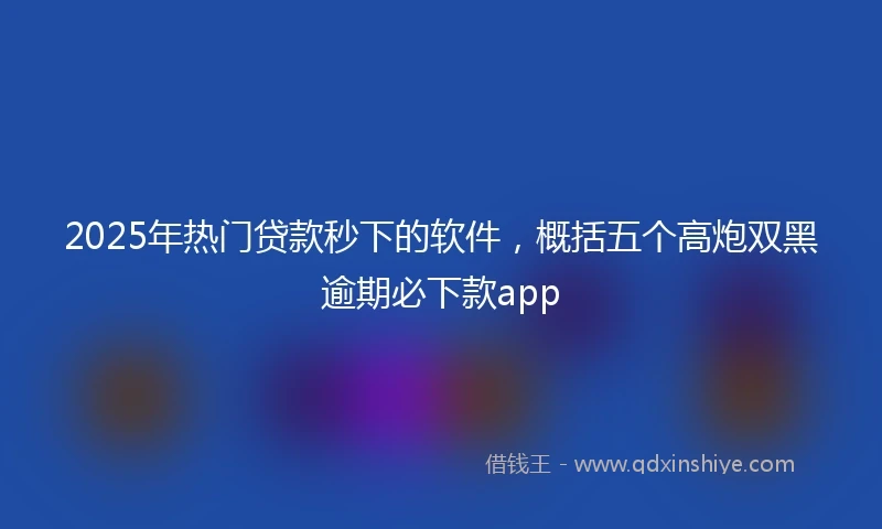 2025年热门贷款秒下的软件，概括五个高炮双黑逾期必下款app