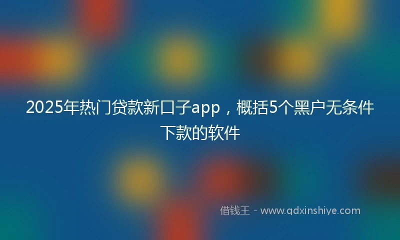 2025年热门贷款新口子app，概括5个黑户无条件下款的软件