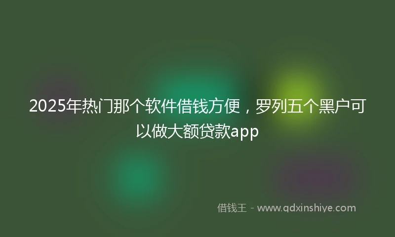 2025年热门那个软件借钱方便,罗列五个黑户可以做大额贷款app