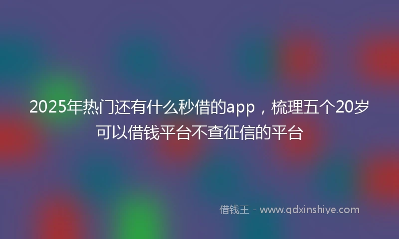 2025年热门还有什么秒借的app，梳理五个20岁可以借钱平台不查征信的平台