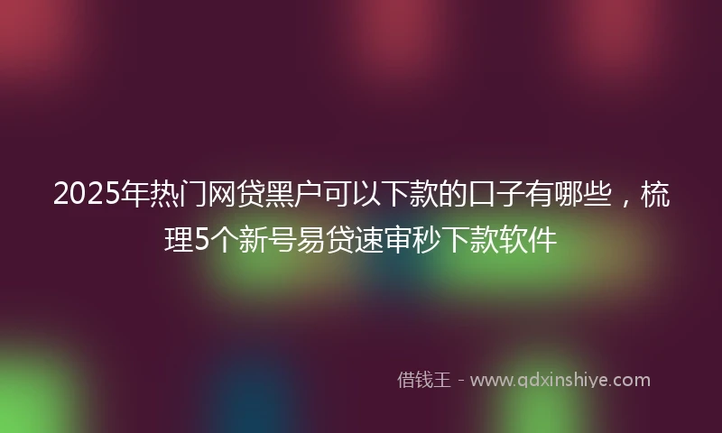 2025年热门网贷黑户可以下款的口子有哪些，梳理5个新号易贷速审秒下款软件