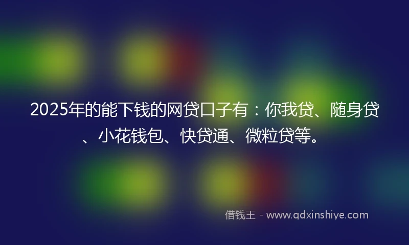 2025年的能下钱的网贷口子有：你我贷、随身贷、小花钱包、快贷通、微粒贷等。