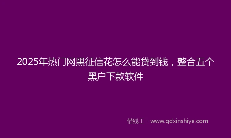 2025年热门网黑征信花怎么能贷到钱，整合五个黑户下款软件