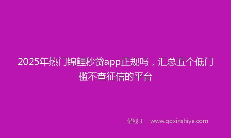 2025年热门锦鲤秒贷app正规吗，汇总五个低门槛不查征信的平台