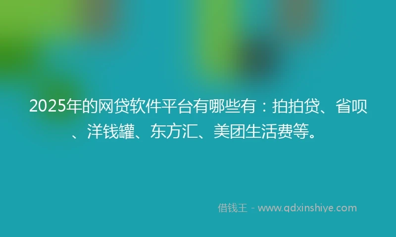 2025年的网贷软件平台有哪些有：拍拍贷、省呗、洋钱罐、东方汇、美团生活费等。